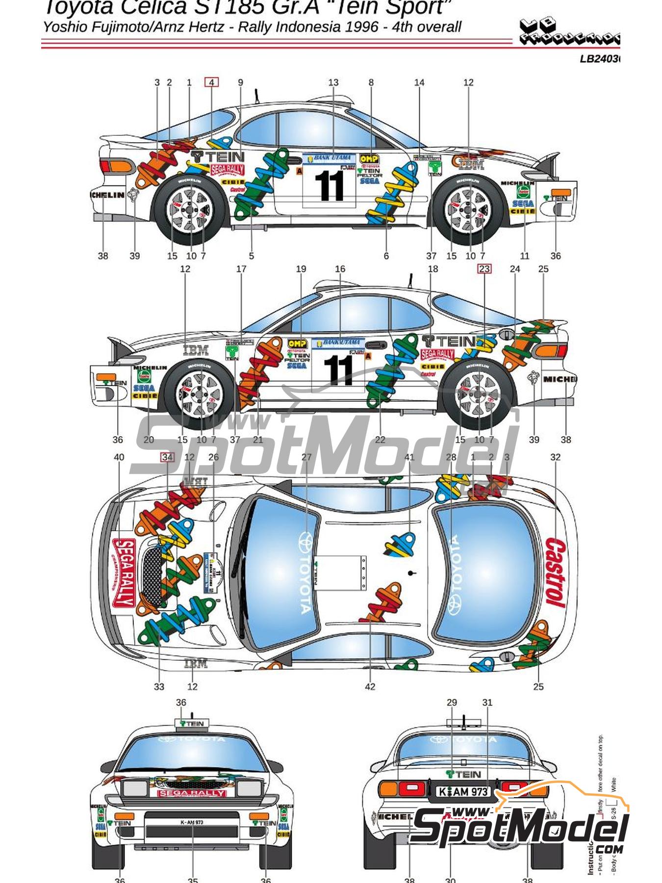 LB Production LB24036: Marking / livery 1/24 scale - Toyota Celica